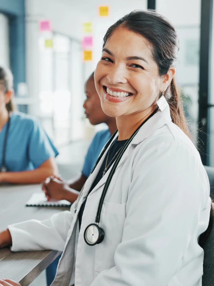 Clinician attending medication education in a professional setting